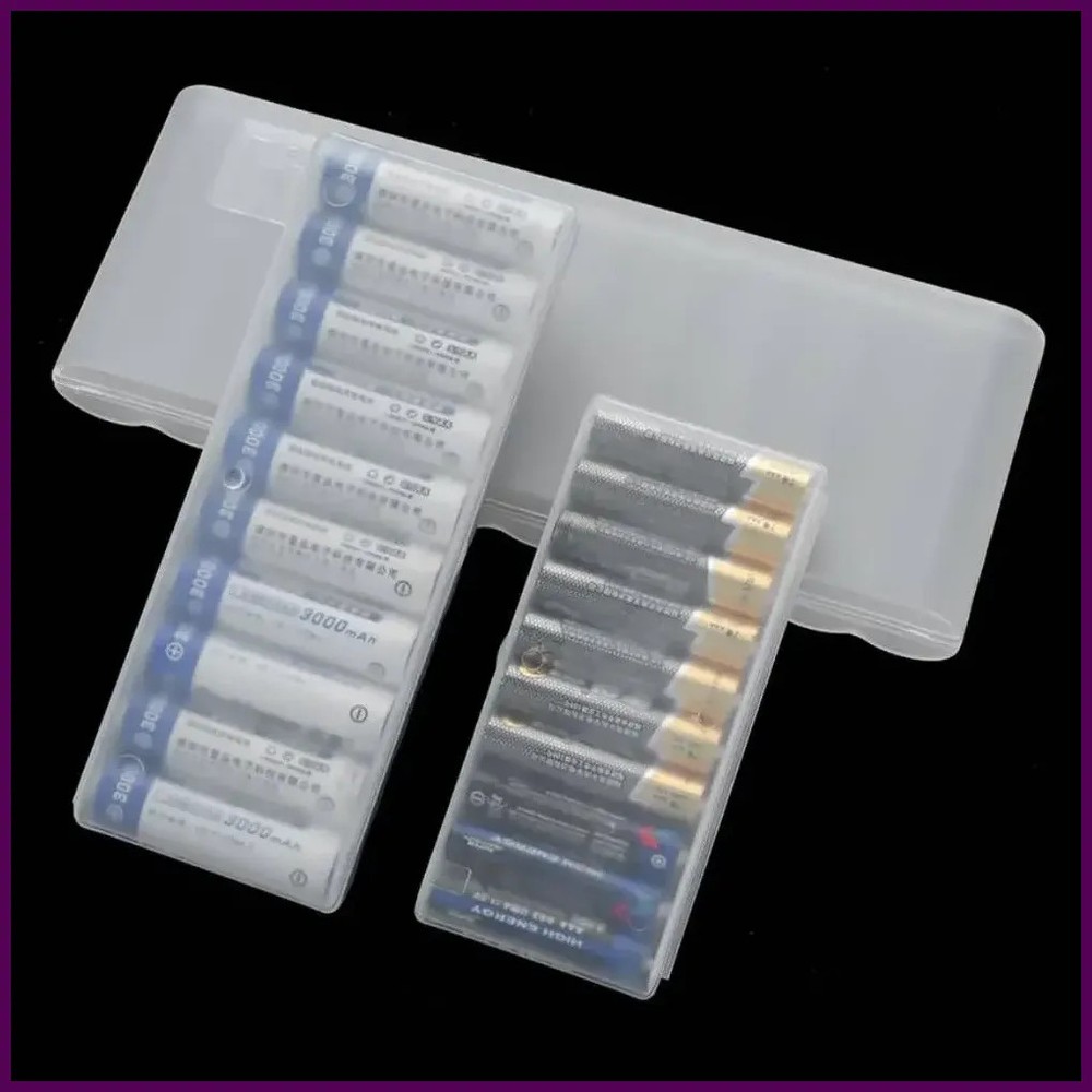 4/10 Slots Transparent Plastic Battery Storage Box Hard Container Holder Case
