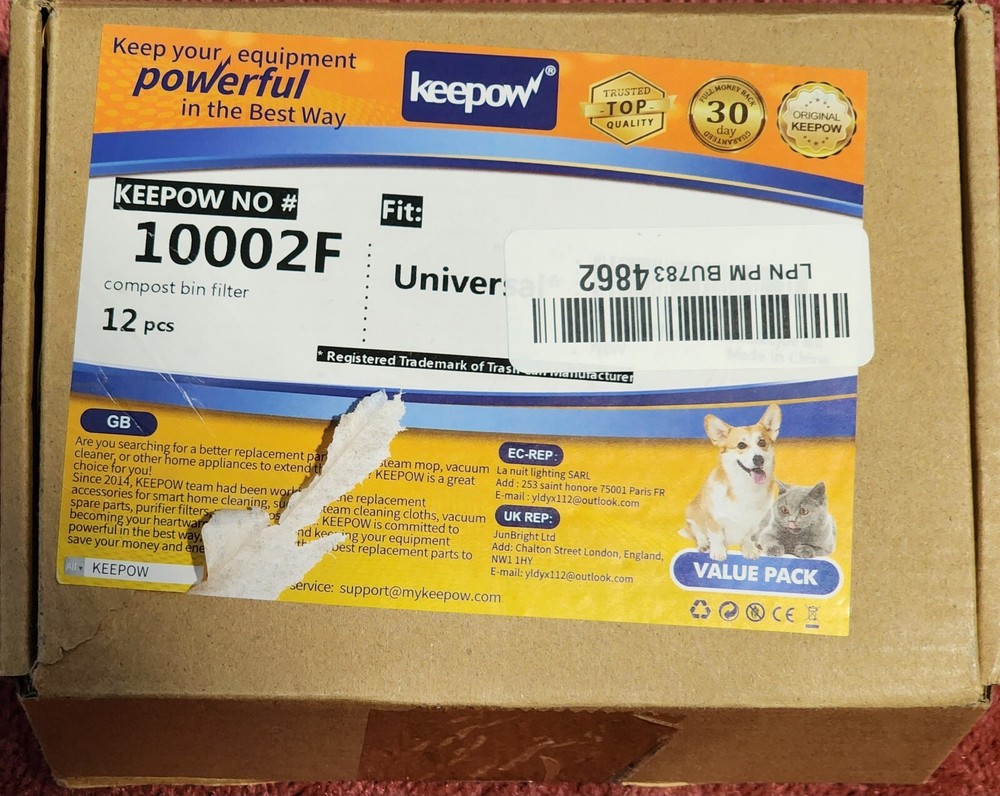 Keepow No#10002F Compost Bin Filter 12 Pack