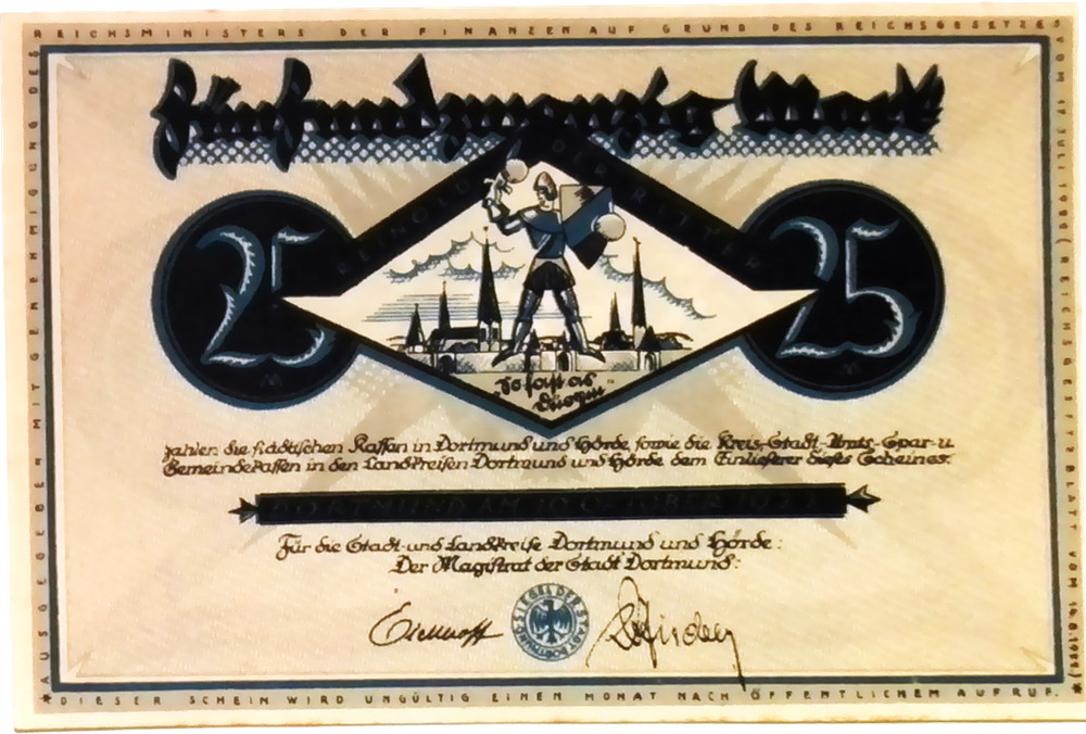 1922 Germany DORTMUND 25 Mark Banknote