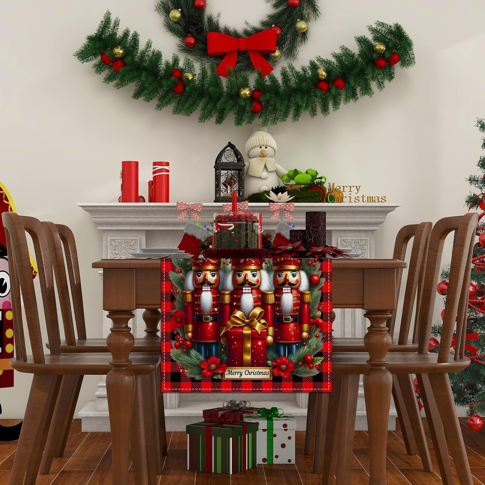 Black Nutcracker Christmas Table Runner African American Nutcracker Tableclot...