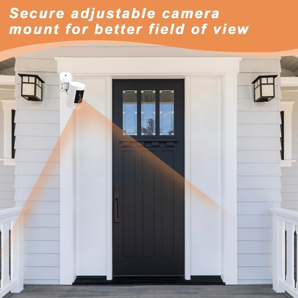 2-Pack Adjustable Ring Camera Wall Mount - 360° Rotation, No Drill Installation