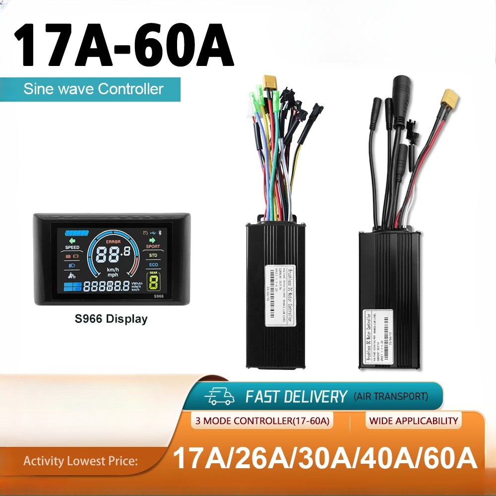 Three-Mode Sine Wave Controller 17A-60A SM/WP Plug with 36V 48V S966 Display