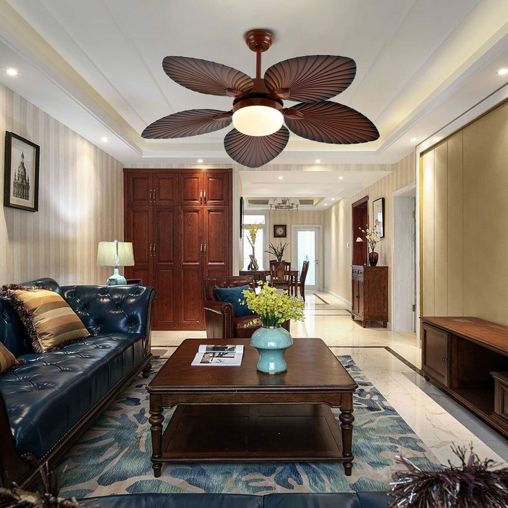 42 inch Tropical Palm Leaf Shape Ceiling Fan with Light Changes W/Remote Control