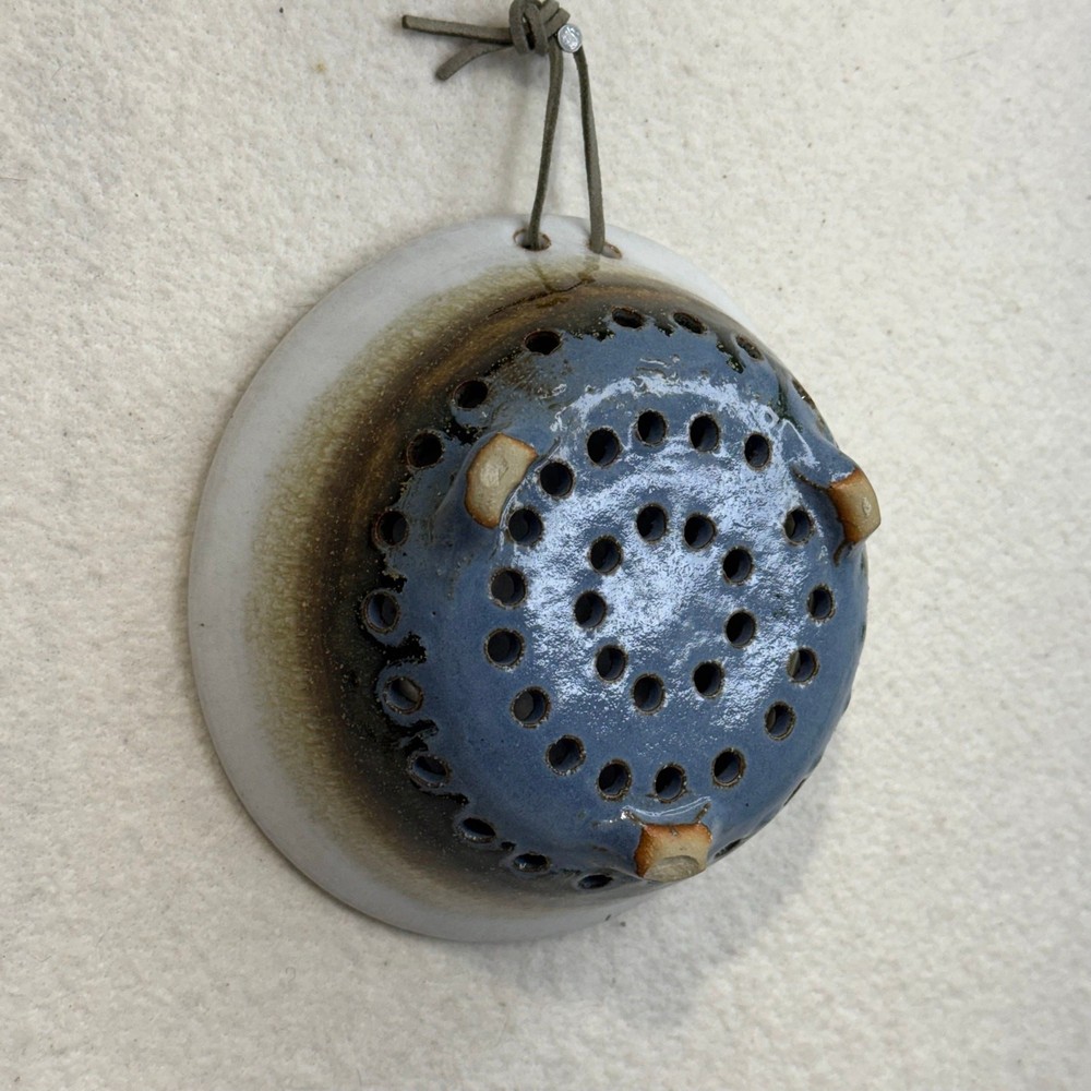 Handmade Functional Studio Pottery Ceramic Berry Bowl Colander Decorative Hanger