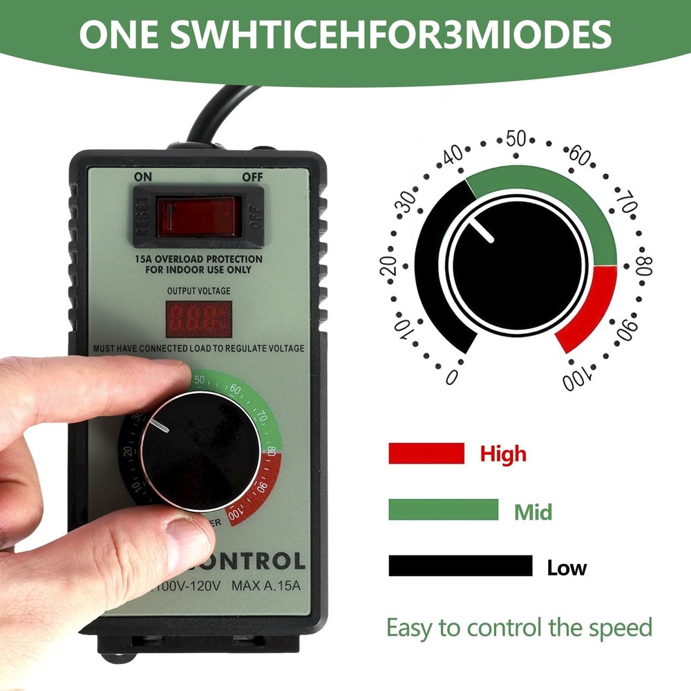 AC Motor Speed Controller, 110-120V 15A 4000W Variable Speed Controller Regul...