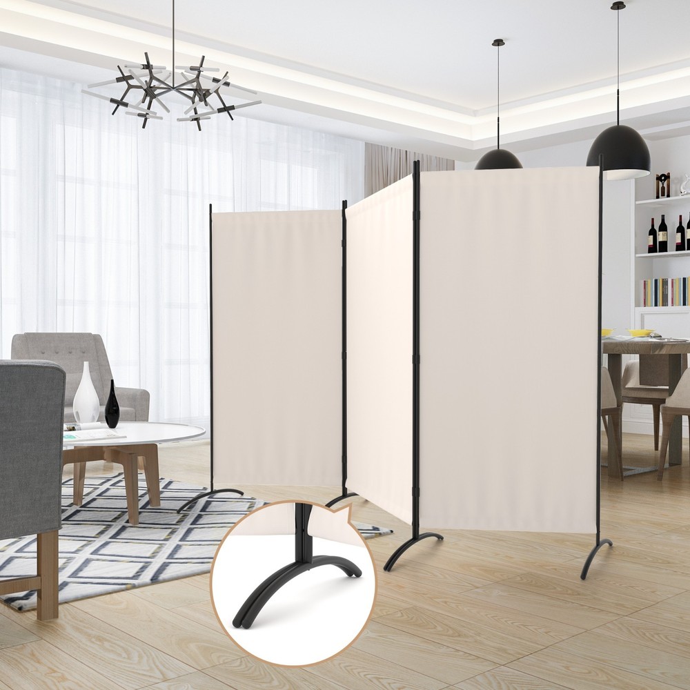 101"W Room Divider 3 Panel Folding Privacy Screen Portable Room Partition, White