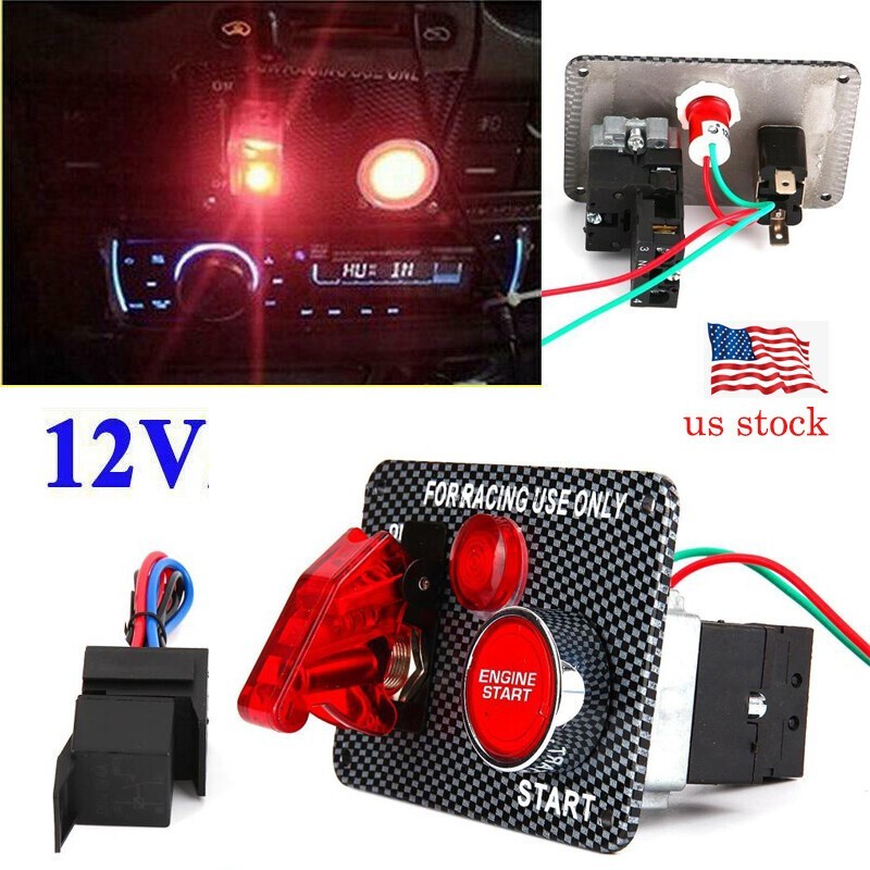 Ignition Switch Panel Engine Start Starter Push Button LED For Toggle Racing Car