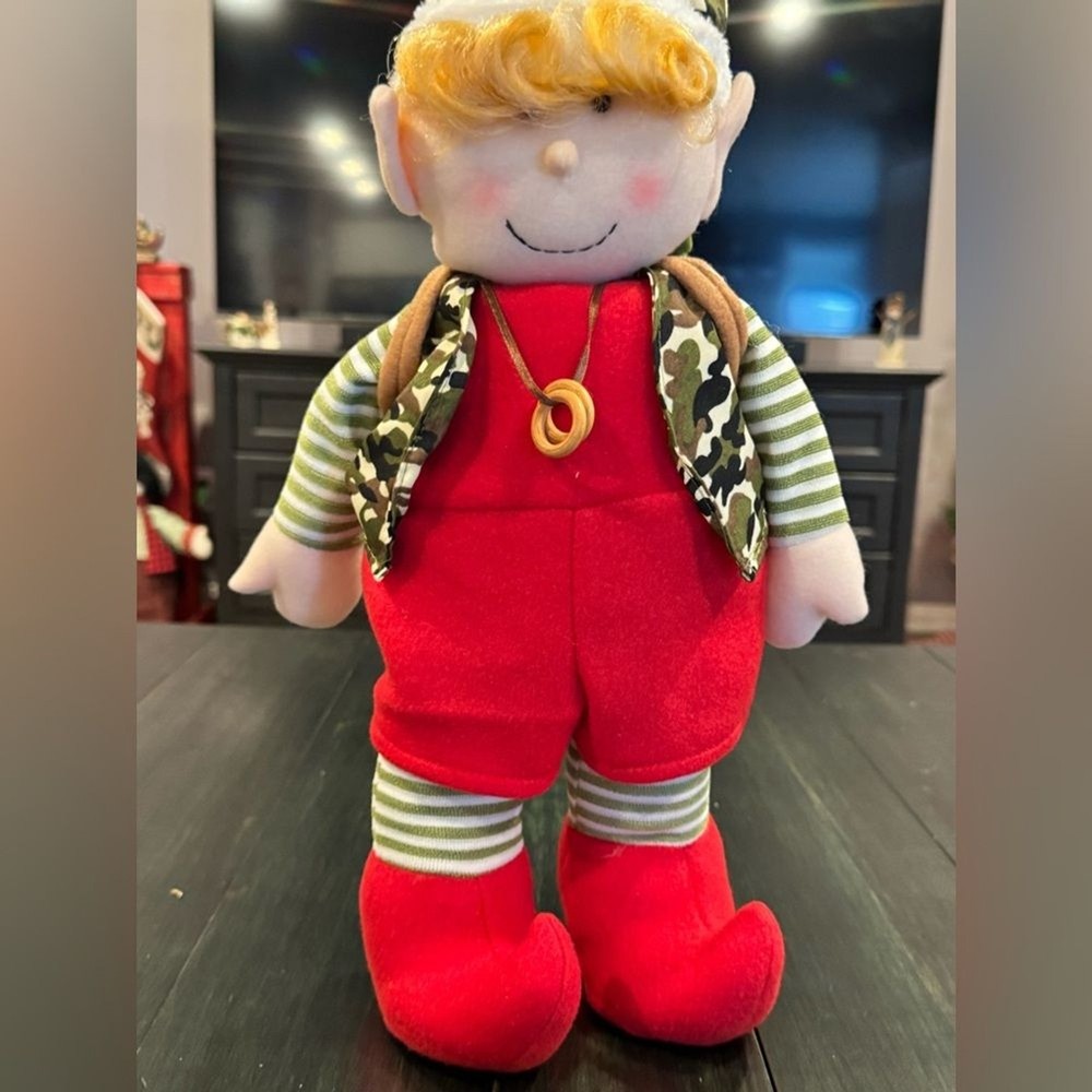 Decorative Plush 18" Holiday Elf Camo with Backpack