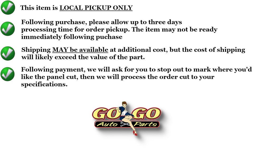 *LOCAL PICKUP ONLY* Driver Quarter Panel Hatchback Without Rs Package Fits 17-19
