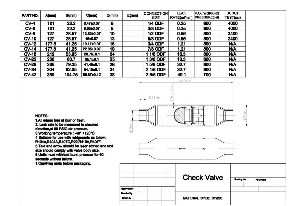 3/8" Magnetic Check Valve for Air-Conditioning and Refrigeration System