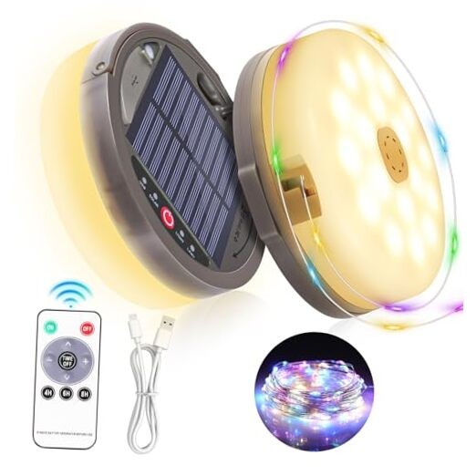 Outdoor Waterproof Portable Stowable String Solar/USB Rechargeable Multicolor