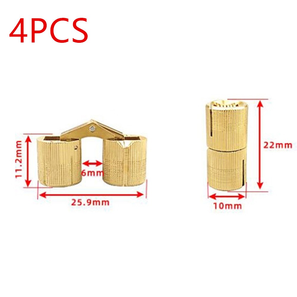 4Pcs Copper Hidden Barrel Hinge Invisible Hinge 10mm 12mm For Concealed Worktop;