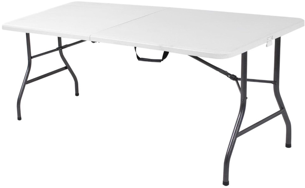 COSCO 6ft Fold-in-Half Banquet Table with Handle, Durable White for Events