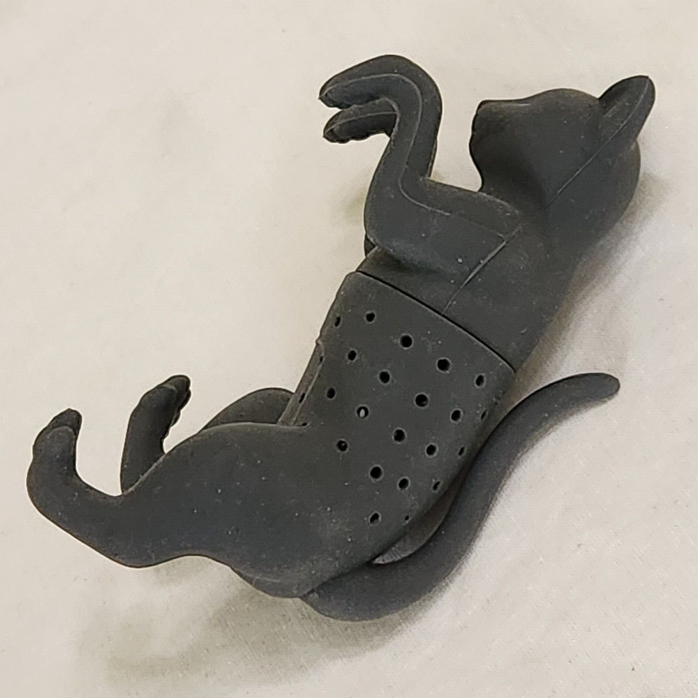 Tea Infuser Gray Cat Reusable Silicone Strainer Filter Leaf Spice 4" -K