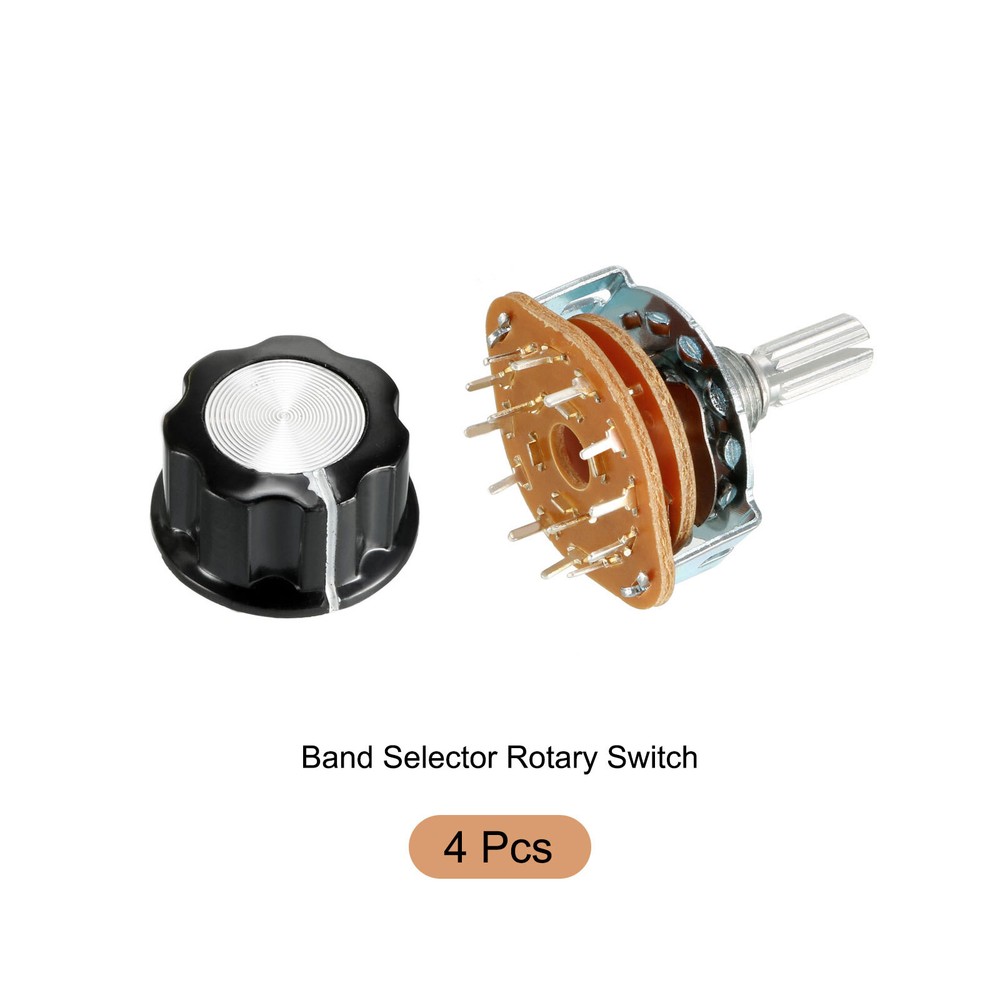 4pcs Band Selector Rotary Switch 2P6T 2 Pole 6 Throw 1 Deck