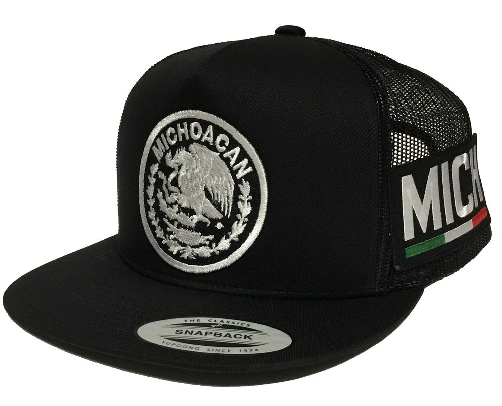 MICHOACÁN MEXICO HAT 2 LOGOS BLACK MESH SNAPBACK ADJUSTABLE NEW HAT