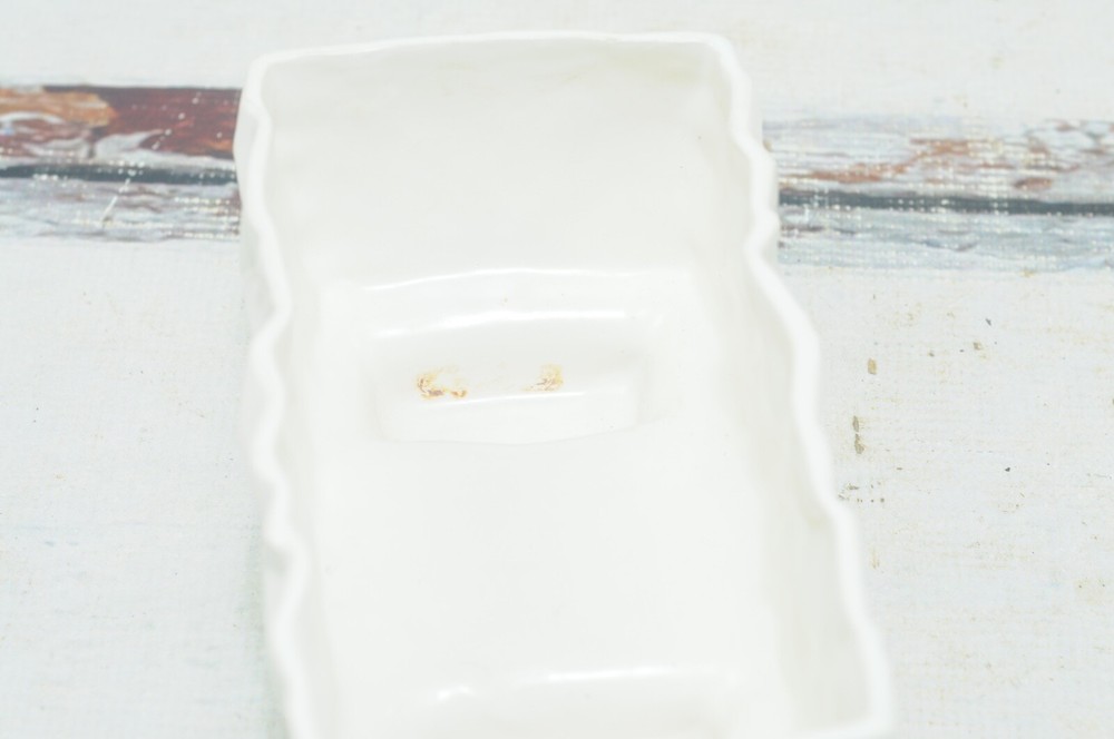 Vintage . McCoy Geometric Pottery White Rectangular Window Box Planter Flower #2