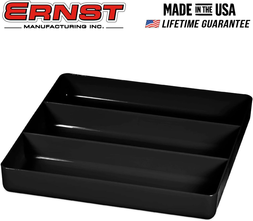 Ernst Manufacturing Stackable Home, Office & Workshop Tray in Black with 3 Compa