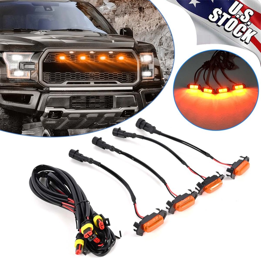 Grille LED Lights Smoked Lens Front Amber Light For Toyota Tacoma Tundra Raptor