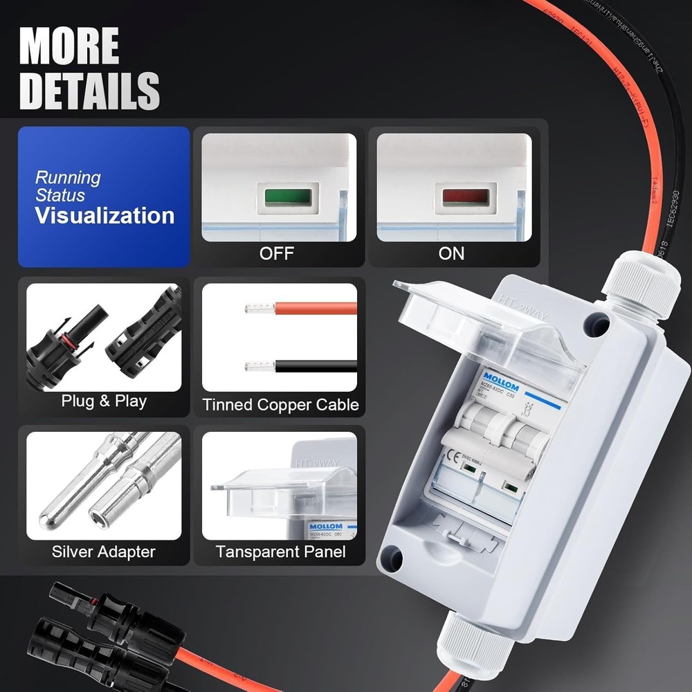 High-Performance 1000V 30A Solar Disconnect Switch & Breaker Box