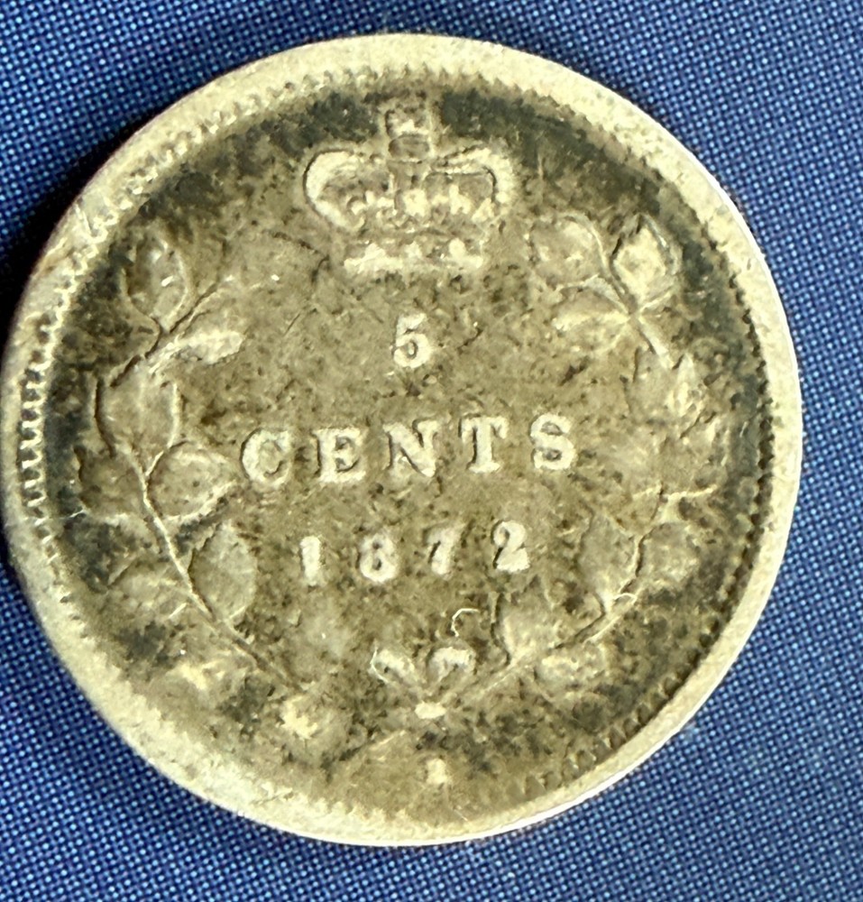 1872 Canada Silver 5 Cents as pictured.