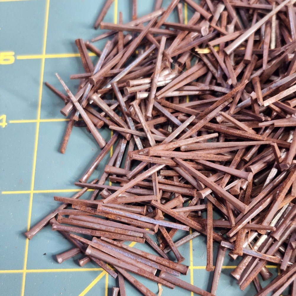 Old Square Head Nails. Barn Rustic Rusty Brad Nails, 10oz Bag