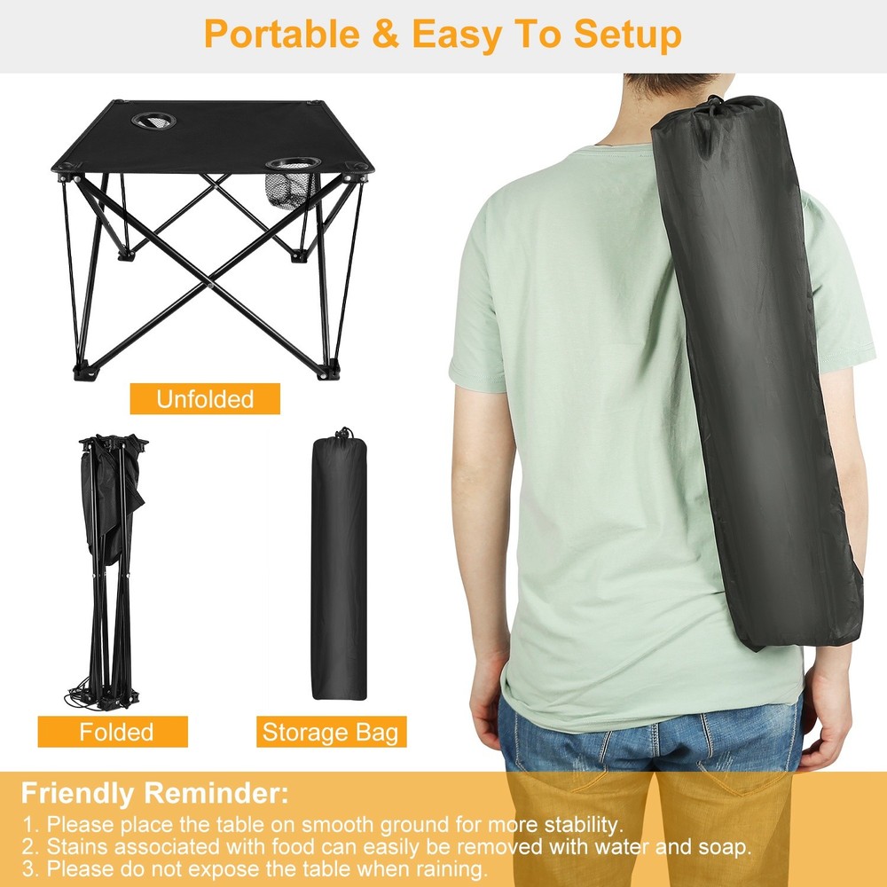 Foldable Compact Outdoor Side Table – No-Tool Setup, 600D Waterproof, 44 lbs