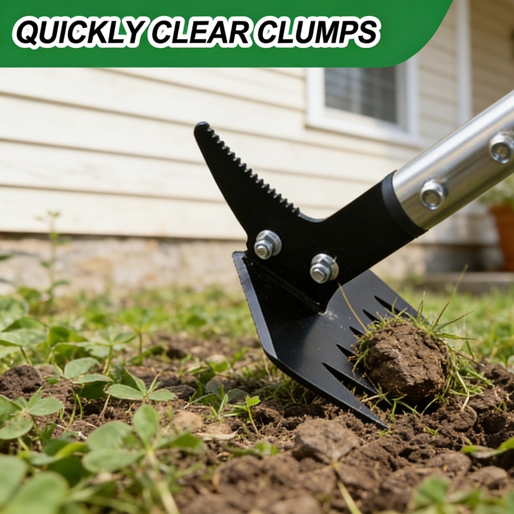Weed Puller 61" Adjustable Long Handle,2-in-1 Weed Rake & Crack Weeder with D...