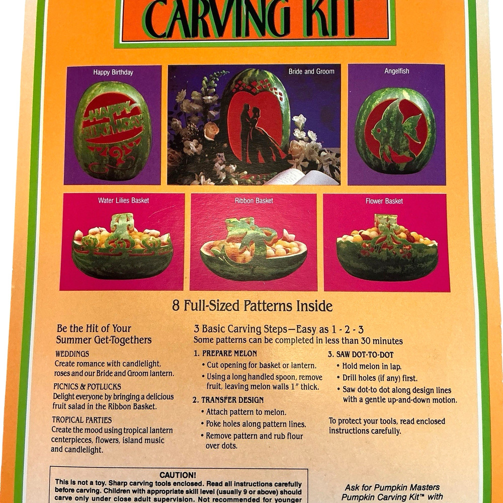 Pumpkin Masters WATERMELON CARVING KIT - Includes 8 Full Size Patterns