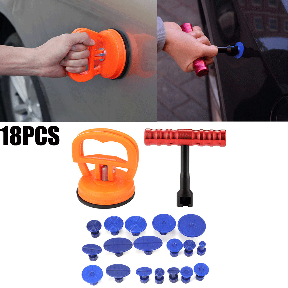 Set Tabs & T-Bar Hammer Puller Lifter Paintless Dent Pit Repair Tool Accessorie*