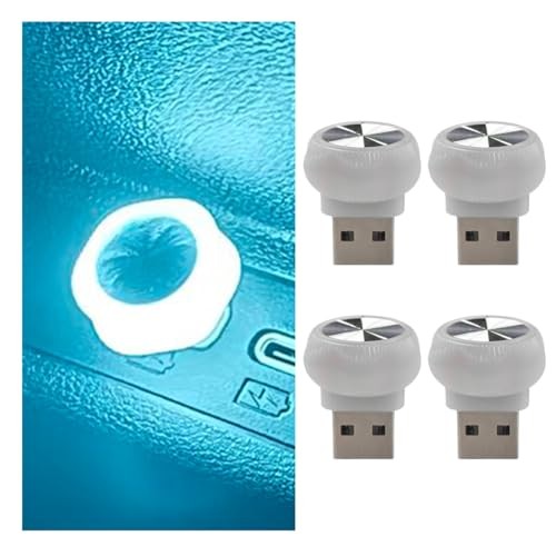 4PCS Flower Mini USB LED Car Light, 5V Portable Plug-in Interface Auto Blue