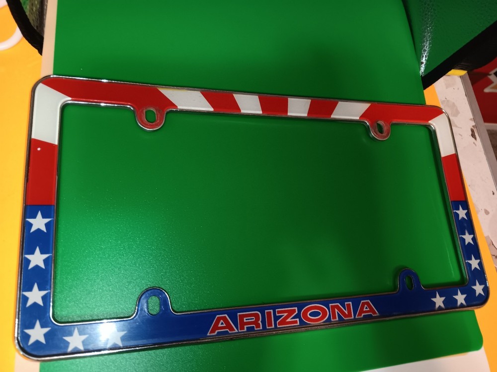Patriotic Arizona state metal license frame