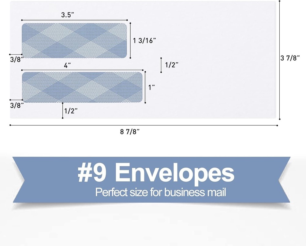 Secure and Private NO.9 Double Window Envelopes - 750 Self-Seal for Easy Mailing