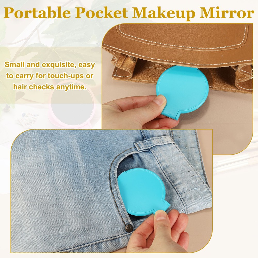 18 Pcs Round Compact Mirror Bulk, Mini Pocket Mirrors, Purple