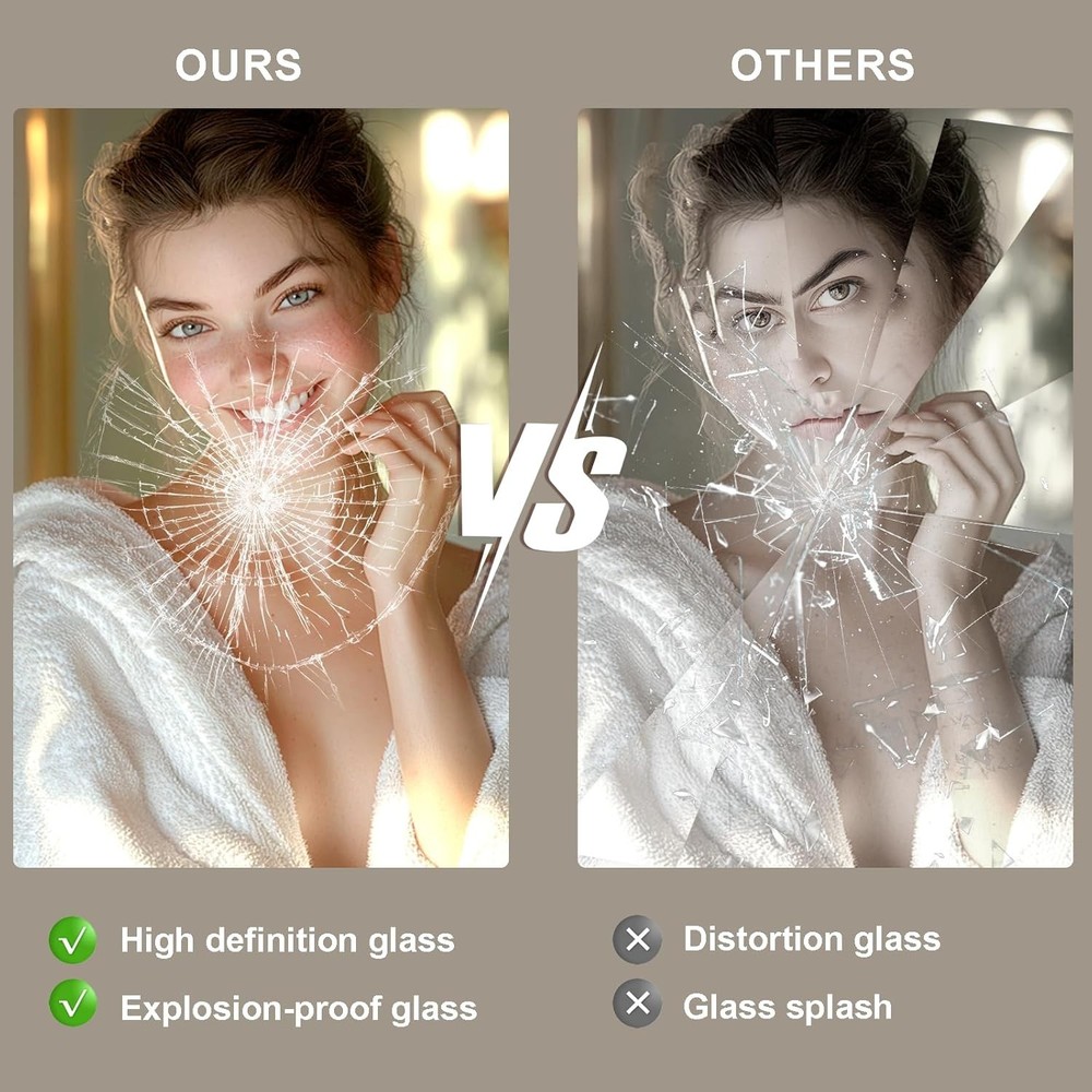 24x36 LED Bathroom Mirror with Lights, Brighter Backlit + Front Lit, Tempered...