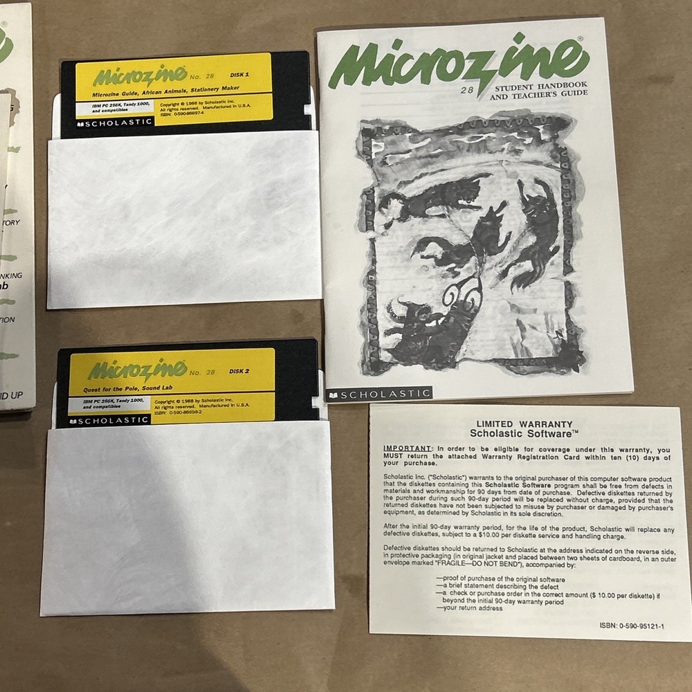 Scholastic Wizware Microzine Software 1988 classroom publishing series