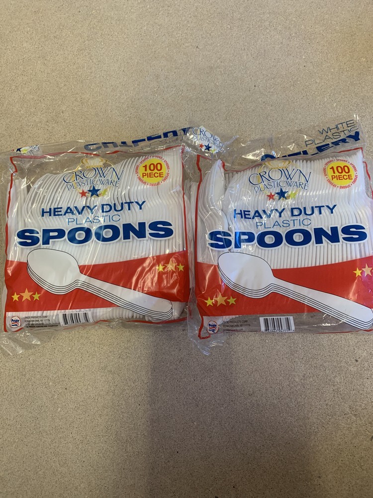 Crown Plasticwsre Heavy Duty Spoons 100 Pieces (2 Pack)