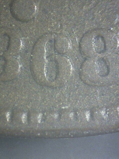 1868 2 CENT RARE RE-CUT DATE 36B