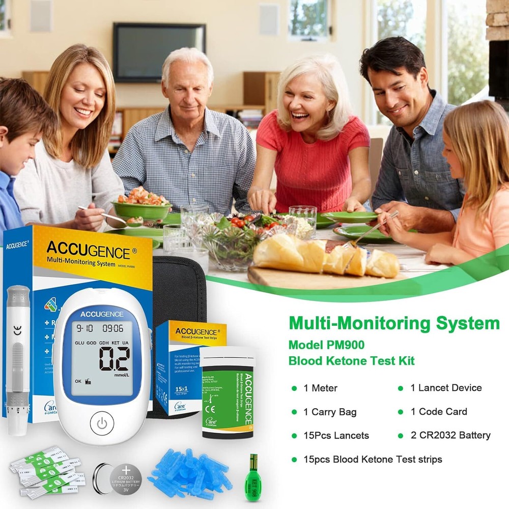 3-in-1 Home Blood Ketone Testing Kit - Self-Testing Meter, 5-Second Results