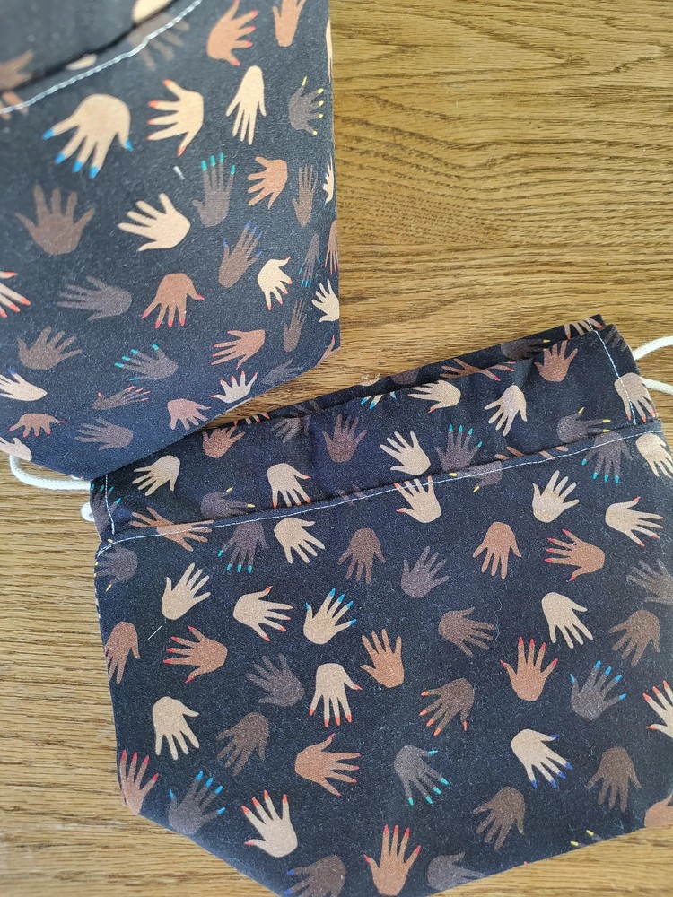 Upcycled Sock Sack, drawstring bag, small project bag, small storage bag