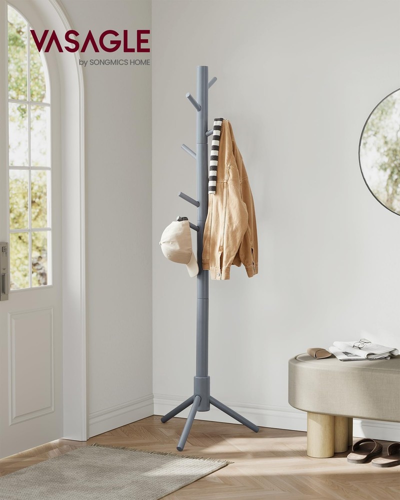 VASAGLE Solid Wood Coat Rack, Free Standing Coat Rack, Tree-Shaped Coat Rack