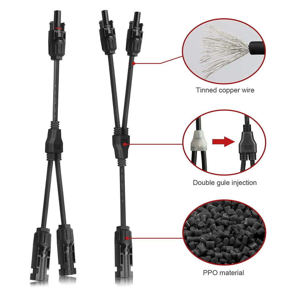 Solar Panel Y Branch Cable Connection Waterproof Adapter Connector Extension US
