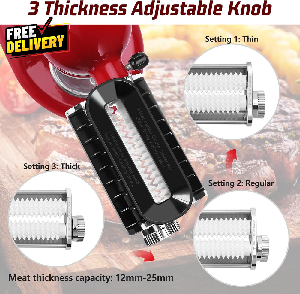 Adjustable Thickness Meat Tenderizer Attachment for Kitchenaid Stand Mixers M...