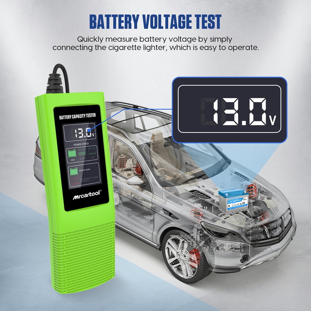 Car Battery Tester Capacity Analyzer Voltage Test 12V/24V With Cigarette Lighter