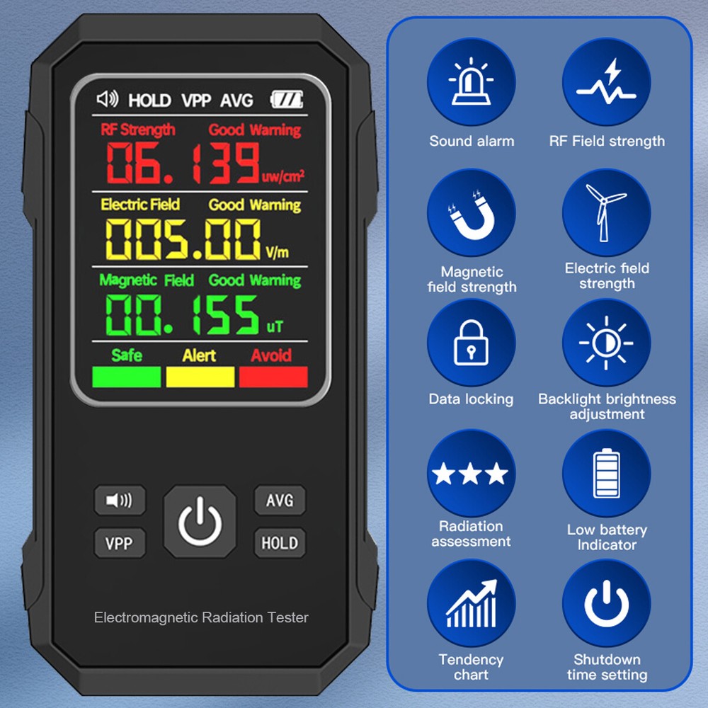 EMF Detector Electromagnetic Field Tester Digital Sensor Reader Meter Radiation