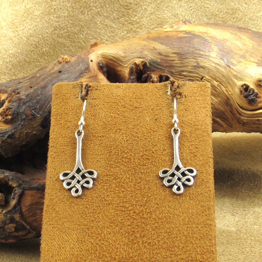 Sterling Silver Celtic Knot Dangle Wire Earrings