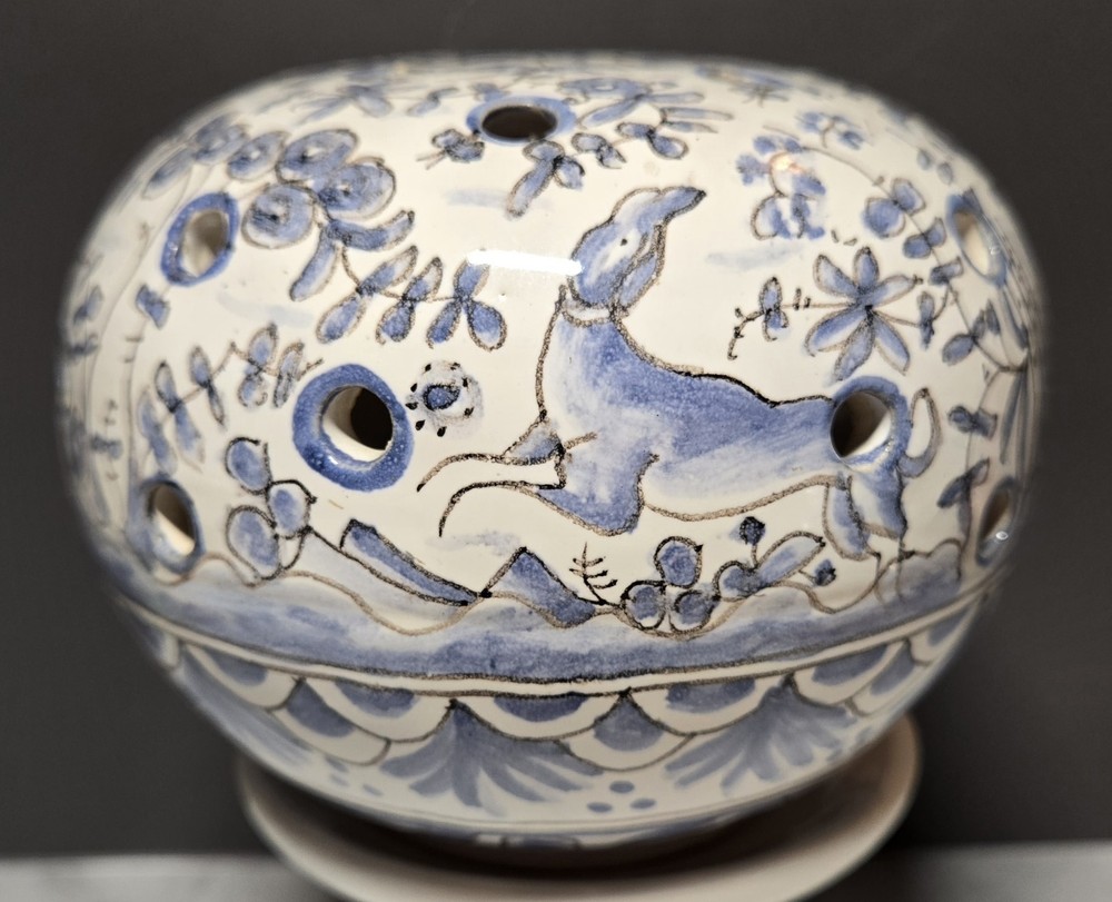 Portugese Blue And White Ceramic Incense Holder