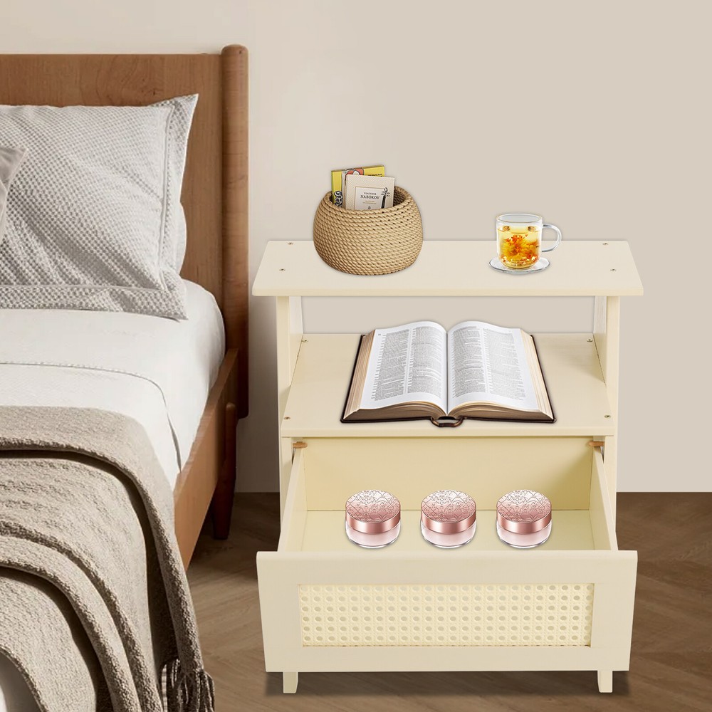 Bedside Table, Office Sofa Side Table Floorstanding Bedside Table With Drawer