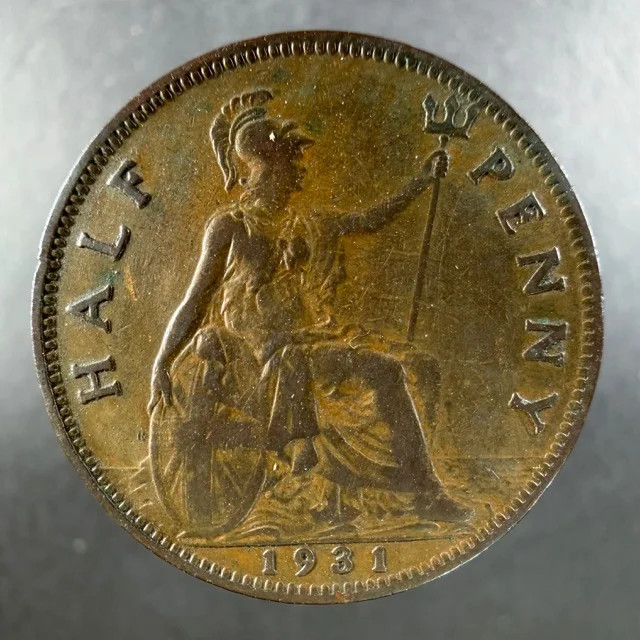 1931 Great Britain Half Penny George V Bold Design