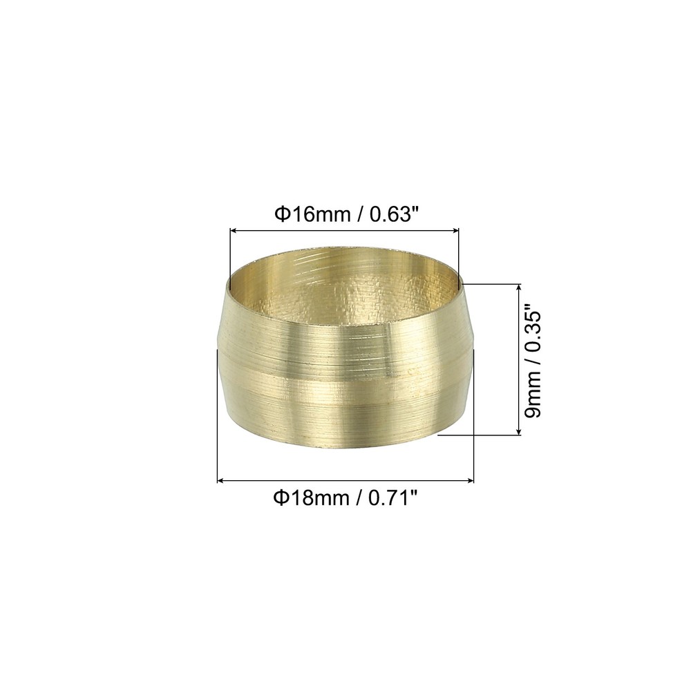 10 Pcs 16mm ID Brass Compression Sleeve Ferrules Brass Compression Fittings